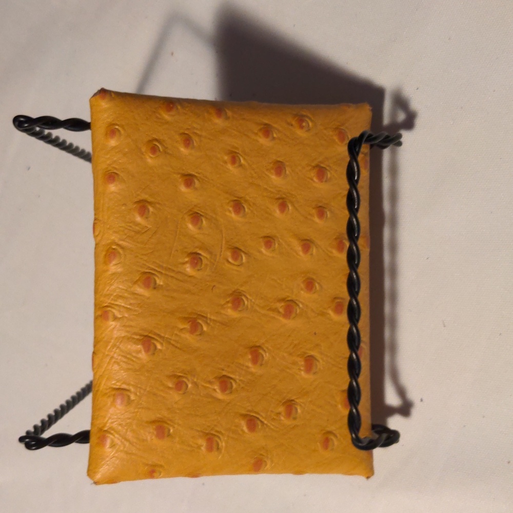Handmade Genuine Leather Envelope Pouch Golden Yellow Ostrich - Picture 2 of 9